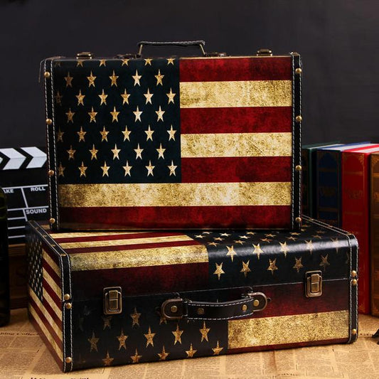 #01005 Flag Pattern Wooden Storage Box