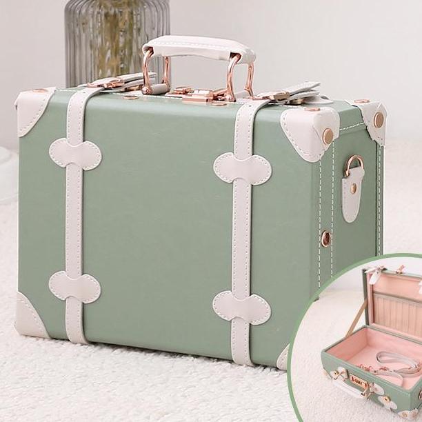 #01007 Cute Leather&Wooden Suit Case, 5 Color Options