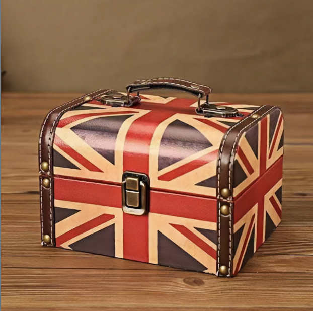 #01012 Retro Leather Wooden Box The Union Flag Pattern
