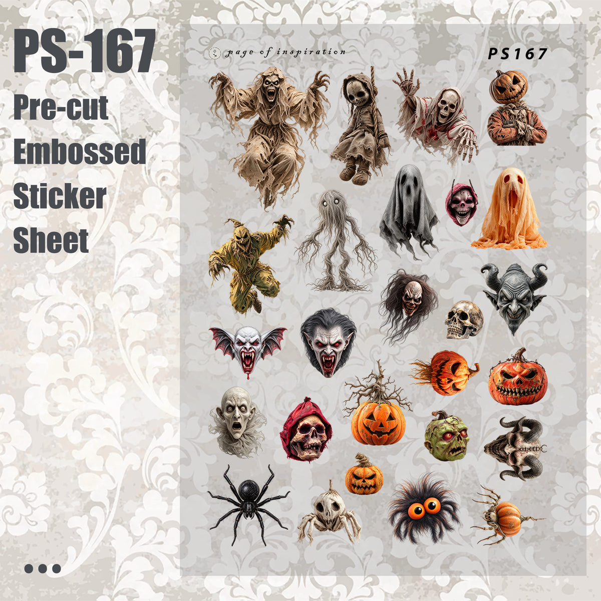 #PS-167 Pre-cut Embossed PET Sticker Sheet
