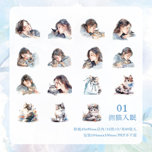 #02303 Cat with Girl Series Sticker
