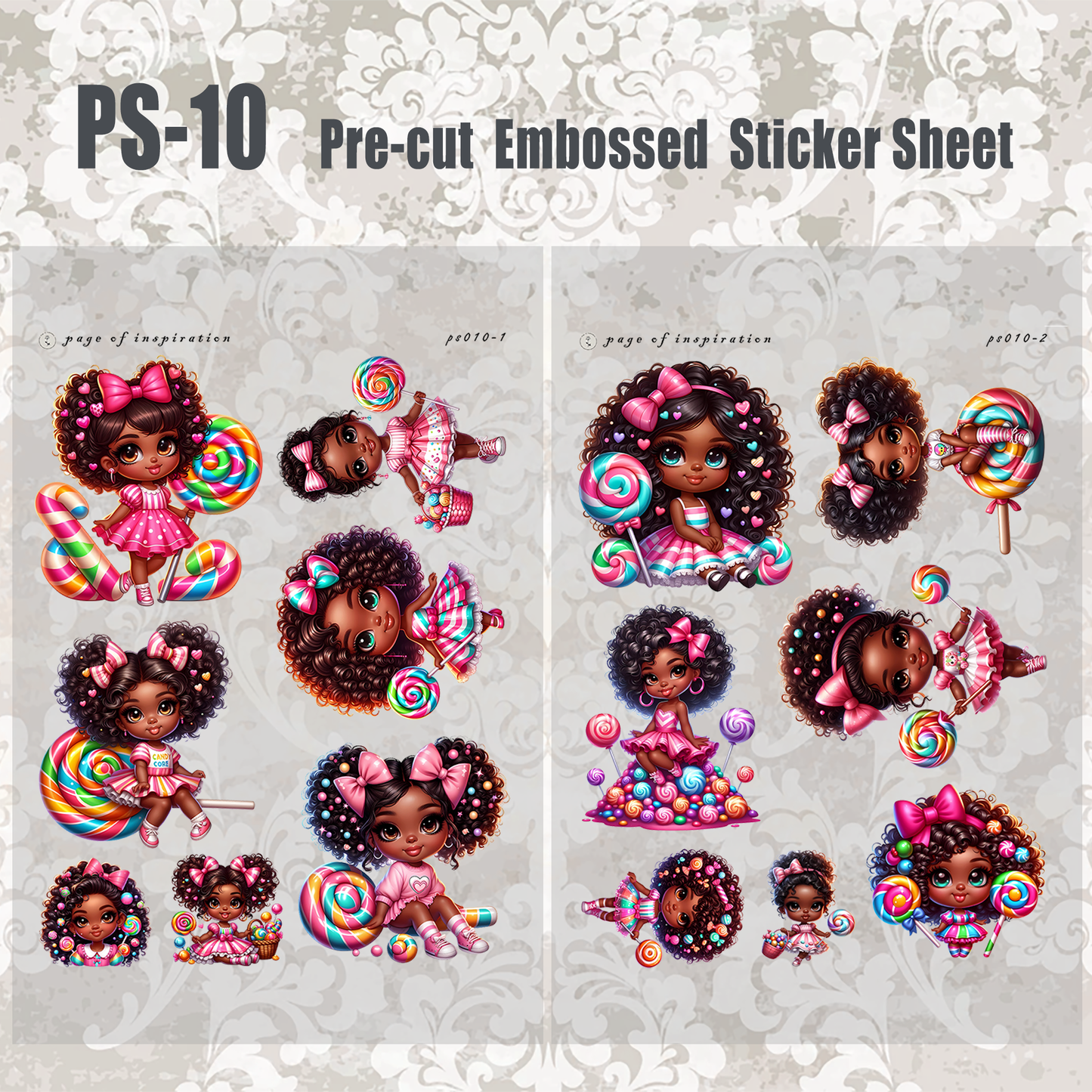 #PS-10 Pre-cut Embossed PET Sticker Sheet