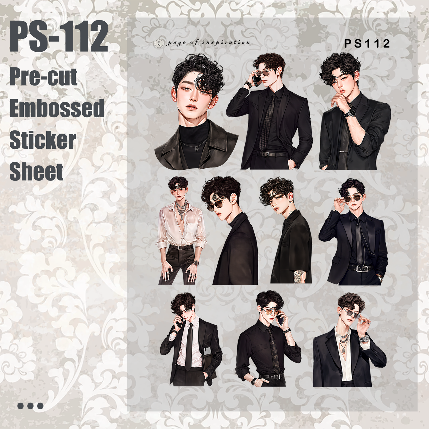 #PS-112 Pre-cut Embossed PET Sticker Sheet
