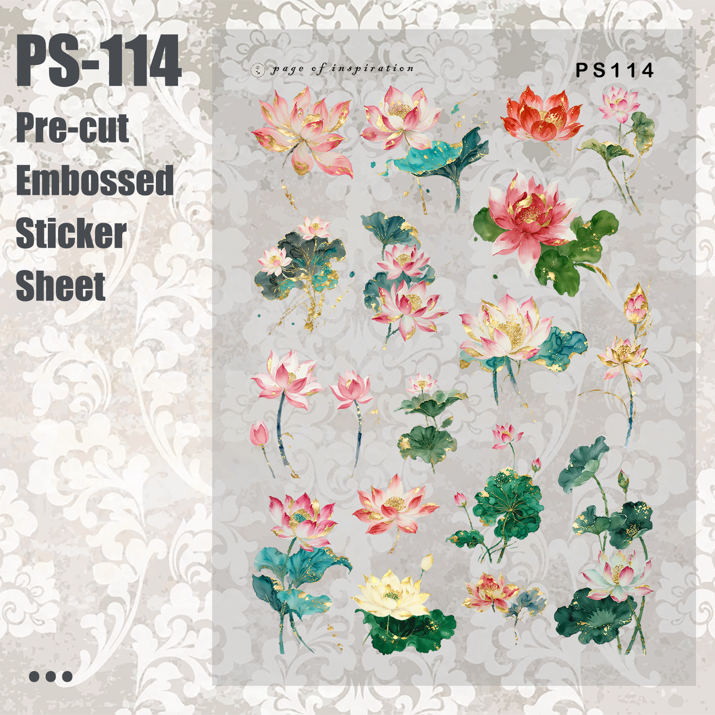 #PS-114 Pre-cut Embossed PET Sticker Sheet