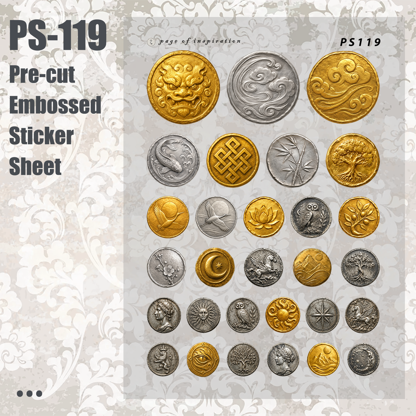 #PS-119 Pre-cut Embossed PET Sticker Sheet