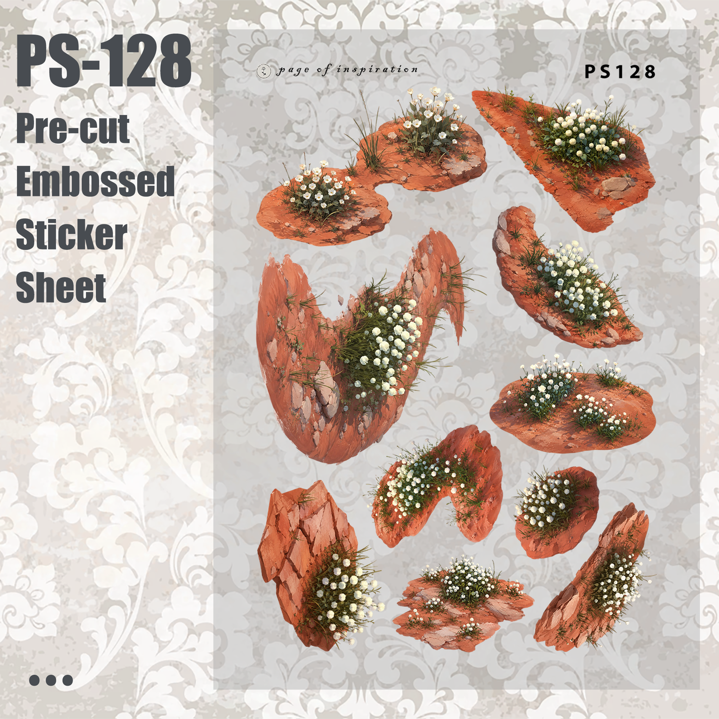 #PS-128 Pre-cut Embossed PET Sticker Sheet