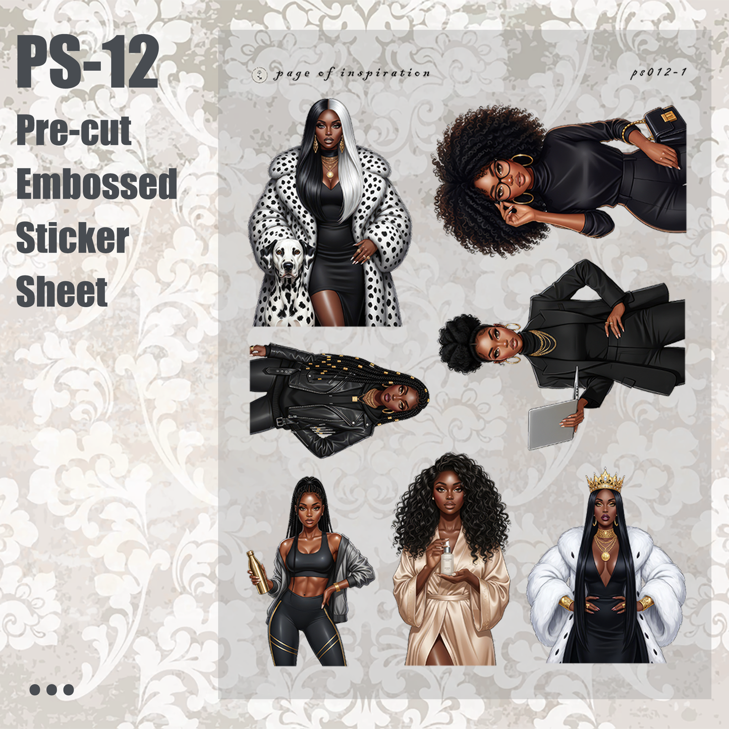 #PS-12 Pre-cut Embossed PET Sticker Sheet