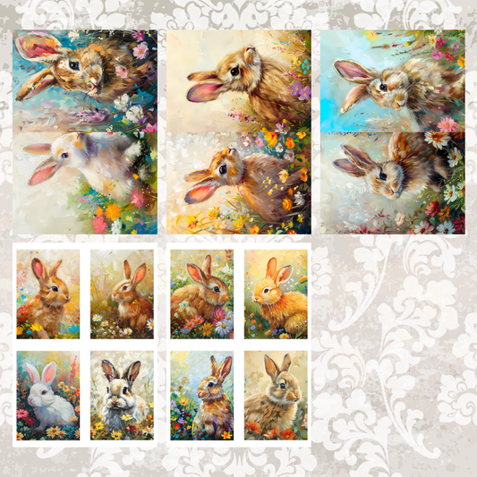 #5A136 POI Print A5 Cardstock Paper Set 10 Pcs Animal Bunny