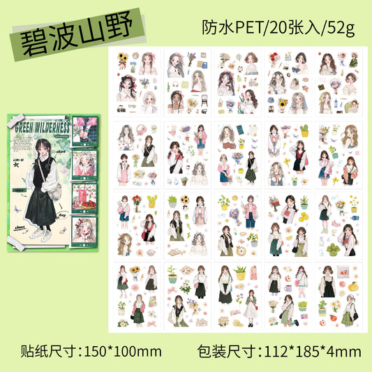 #02575 Flower and Poem Character Series Sticker