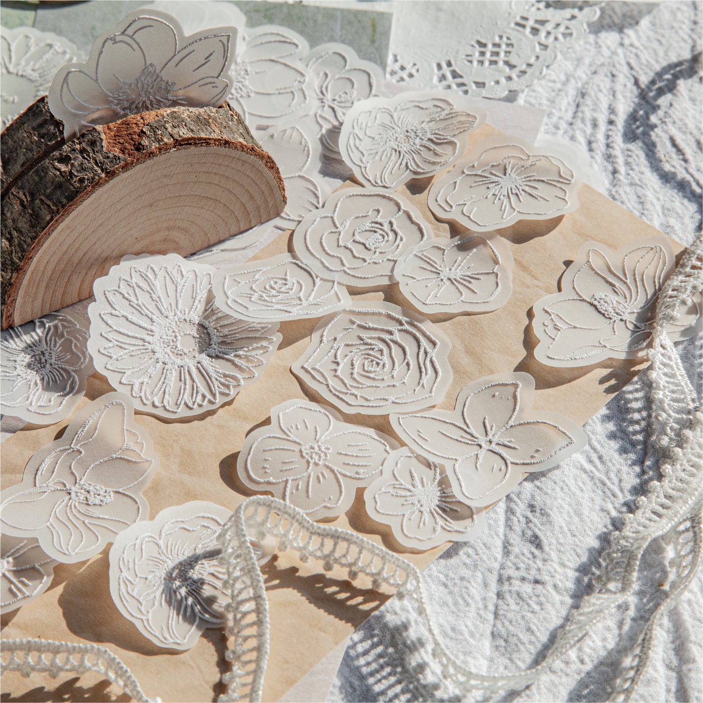 #02164 White Flower Series Material Paper