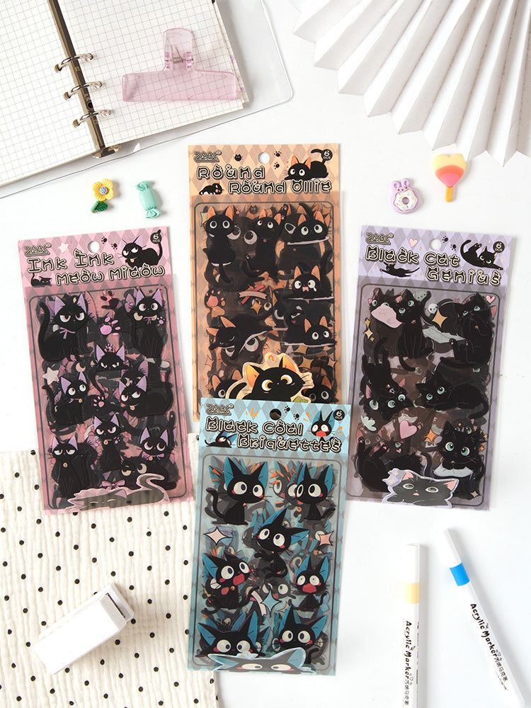 #02213 Cute Black Hakimi Cat Series Sticker