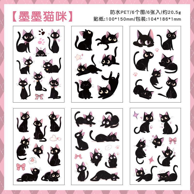 #02213 Cute Black Hakimi Cat Series Sticker