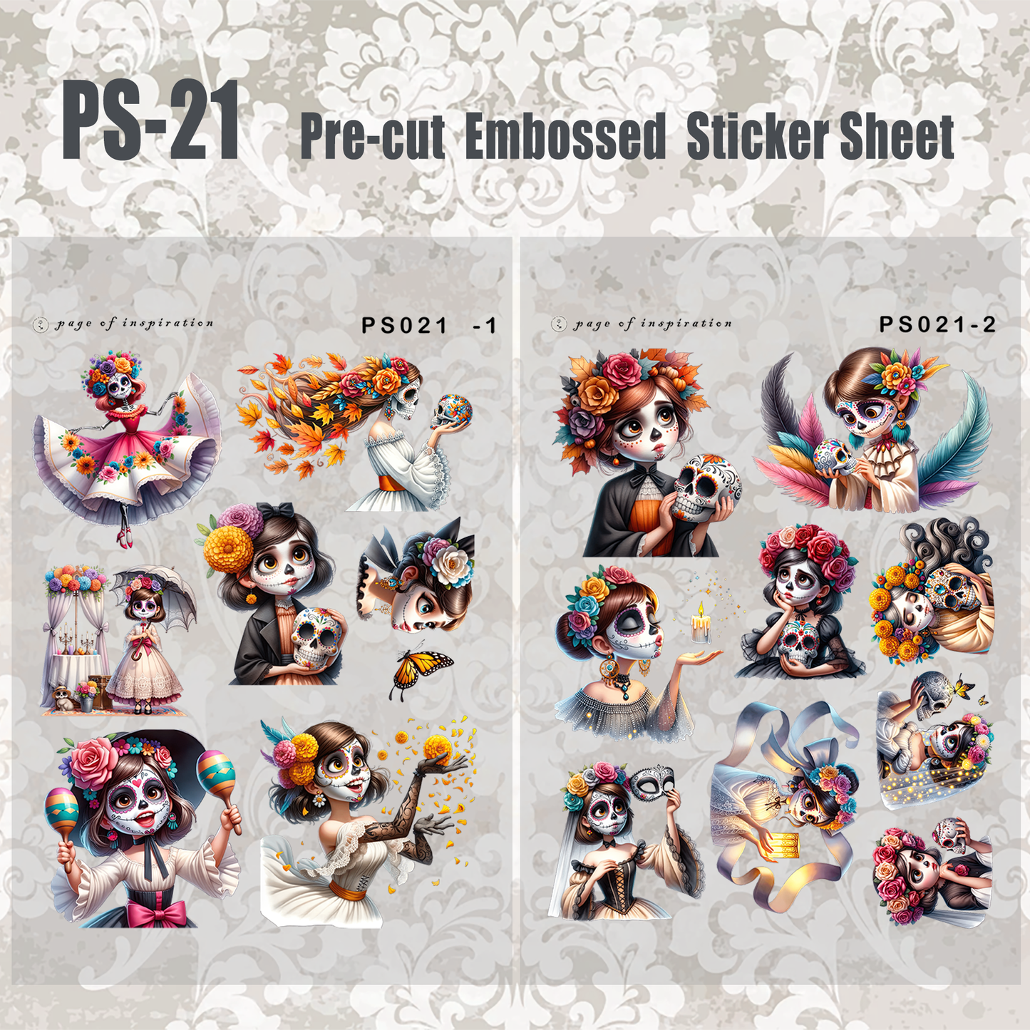 #PS-21 Pre-cut Embossed PET Sticker Sheet
