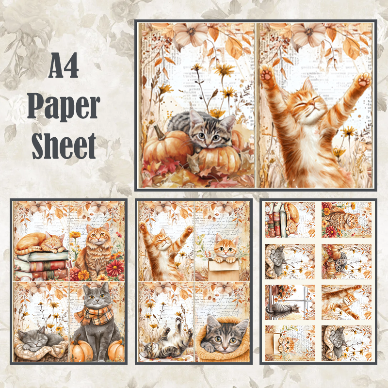 #27 POI Print A4 Cardstock Paper Cat Set 5 Pcs