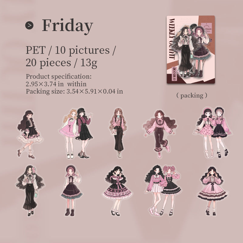 #02645 Pretty Girls weekday Series Sticker