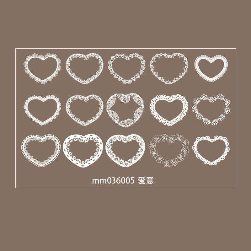 #02815 White Lace Frame Series Sticker