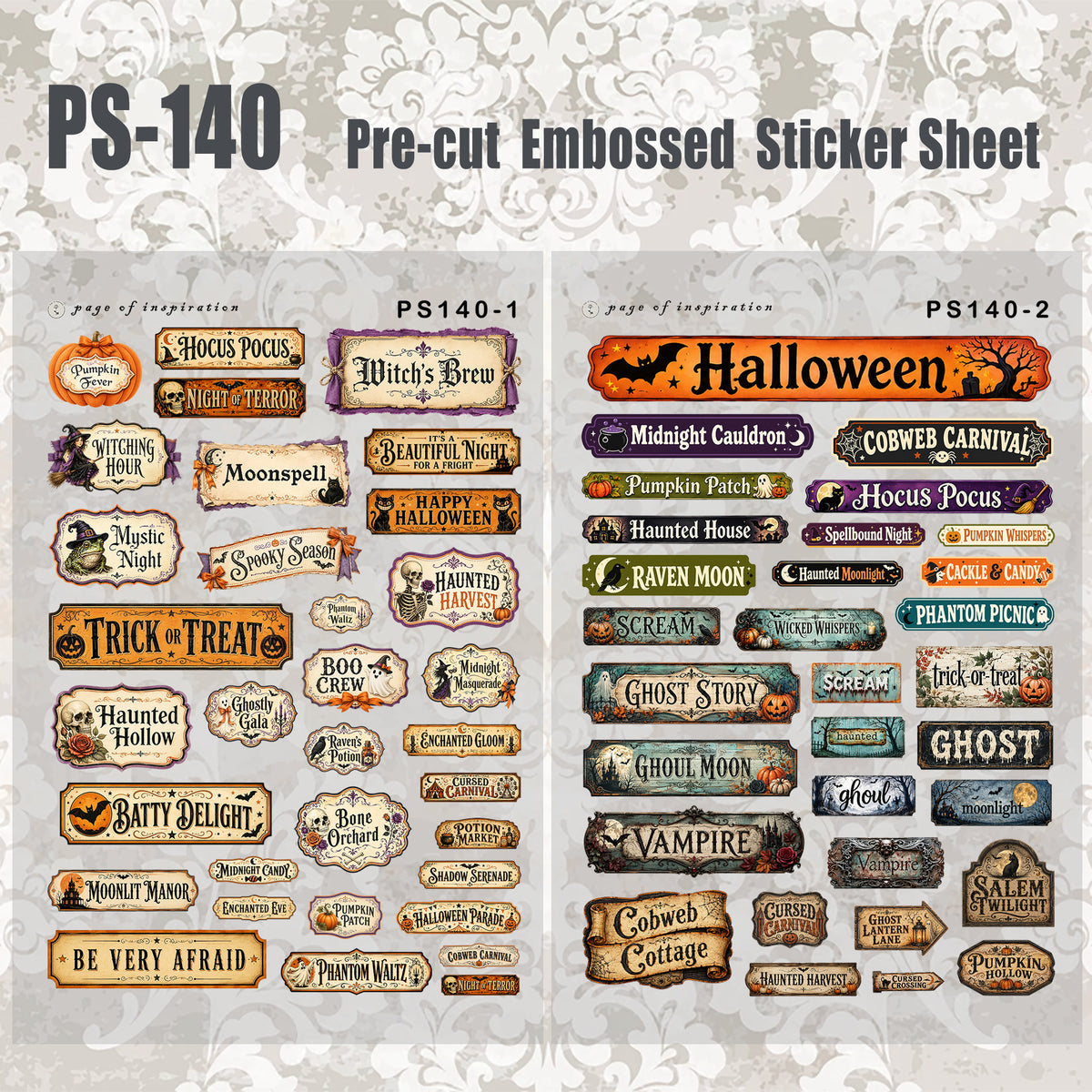 #PS-140 Pre-cut Embossed PET Sticker Sheet