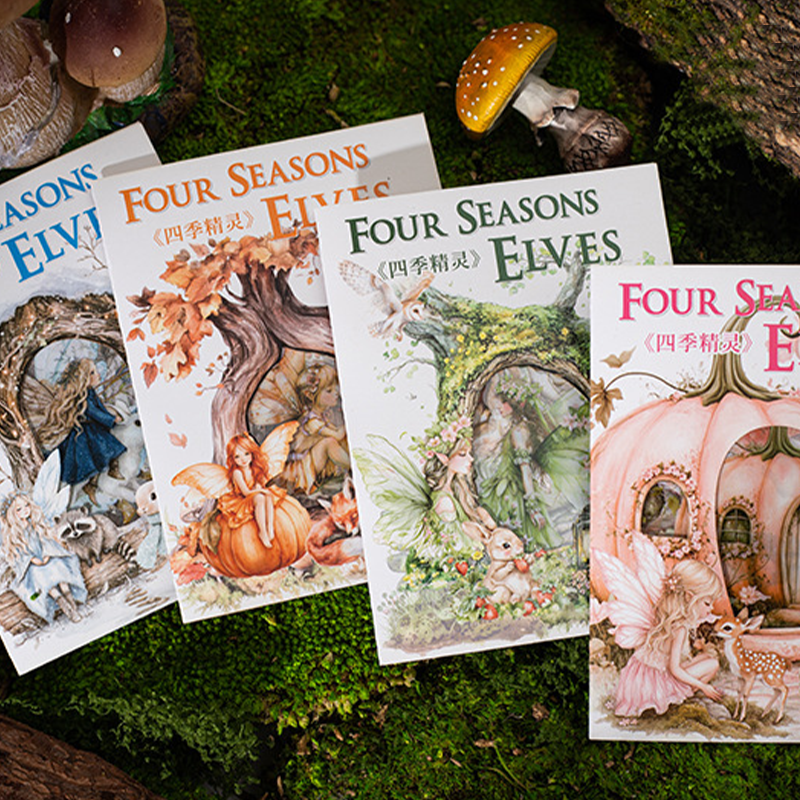 #02033 Four Season Elves Sticker