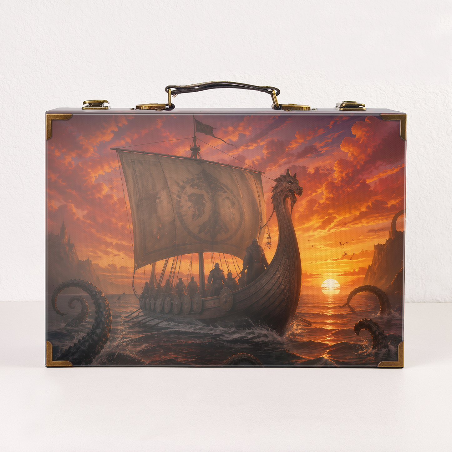 #01361 Customized Pattern Wooden Suitcase