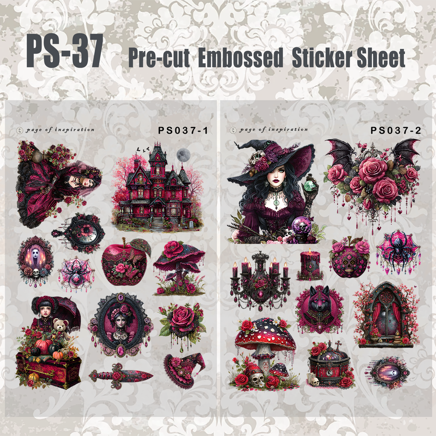 #PS-37 Pre-cut Embossed PET Sticker Sheet