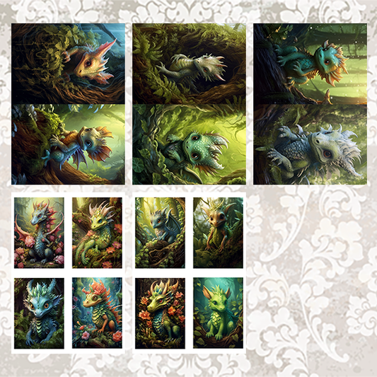 #5A39 POI Print A5 Cardstock Paper Set 10 Pcs Dragon
