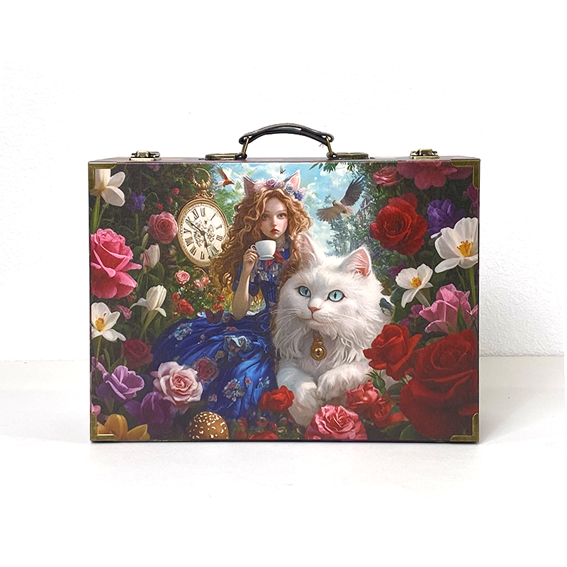 #01084 Customized Pattern Wooden Suitcase