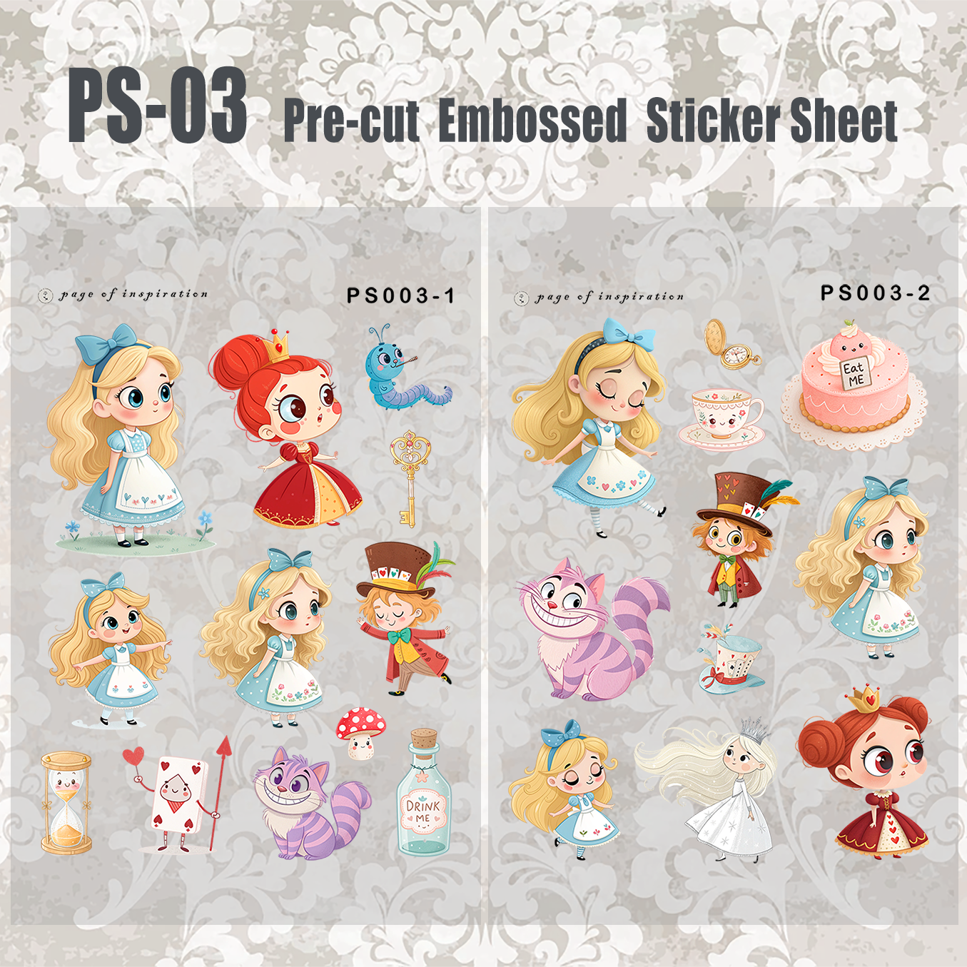 #PS-03 Pre-cut Embossed PET Sticker Sheet