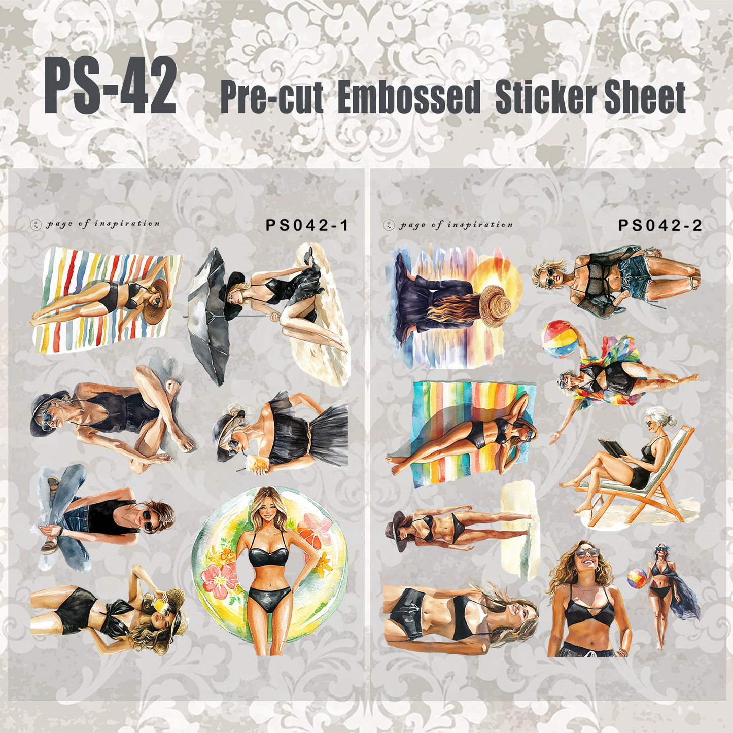 #PS-42 Pre-cut Embossed PET Sticker Sheet