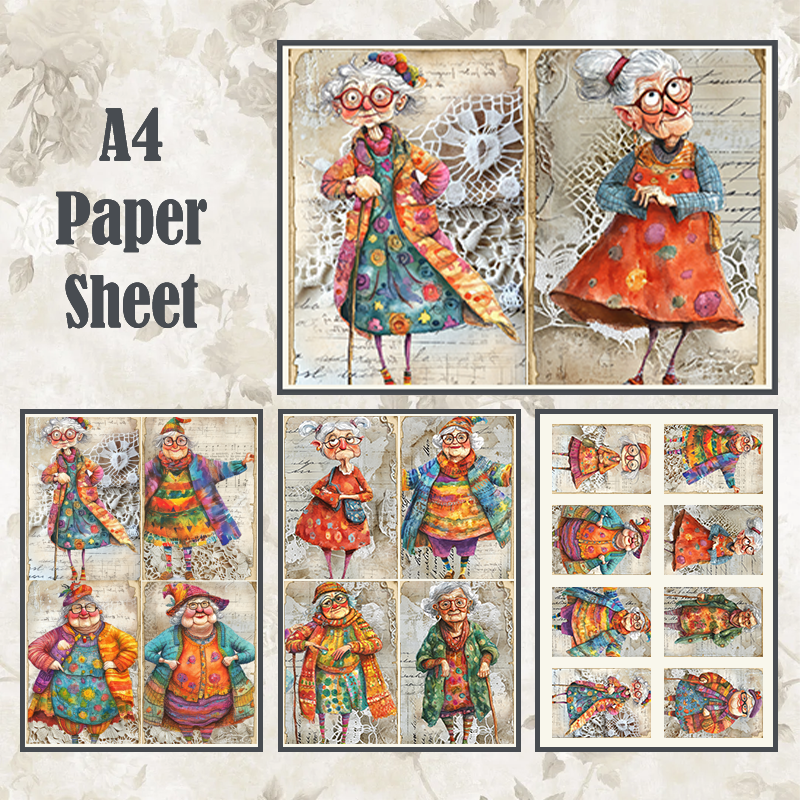 #4A47 POI Print A4 Cardstock Paper Set 4 Pcs