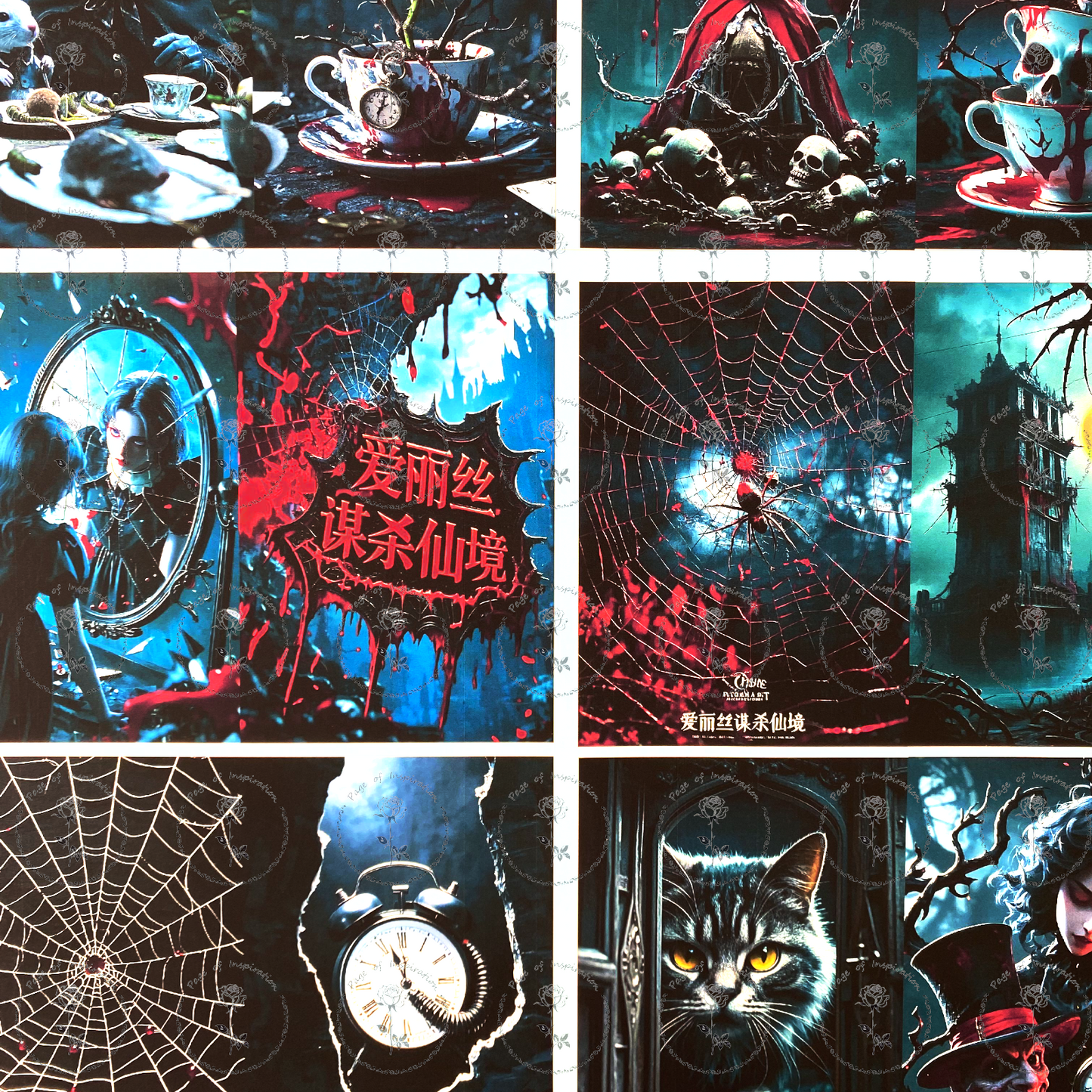 #02048 Dark Alice Style Material Paper (4pcs)