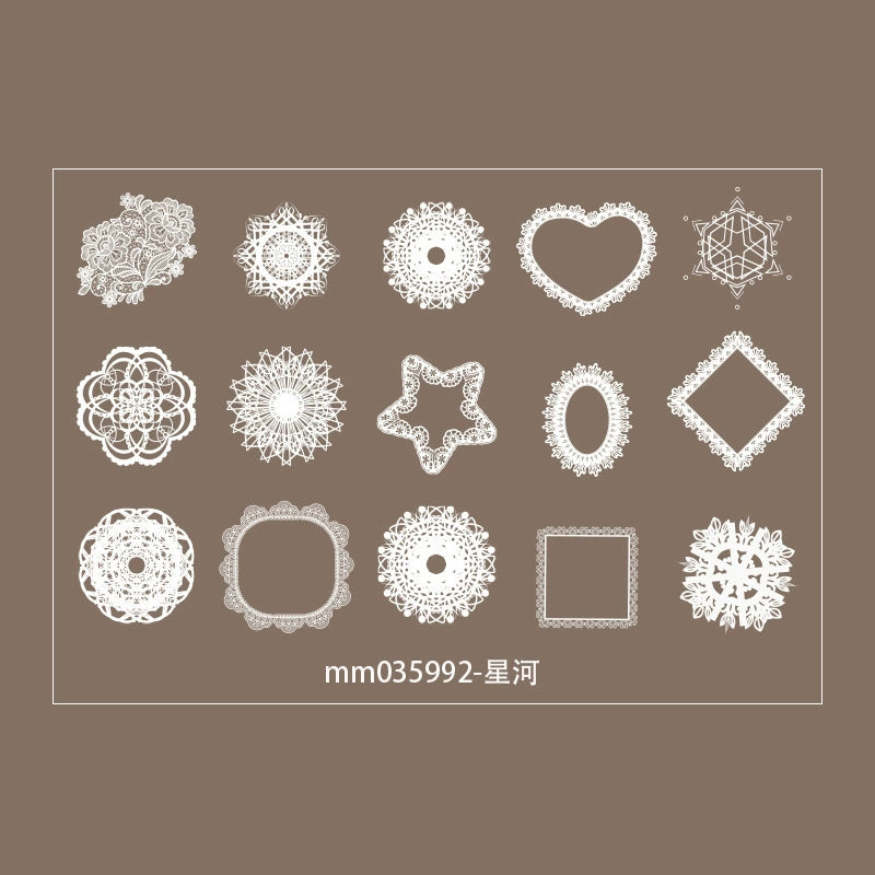 #02815 White Lace Frame Series Sticker