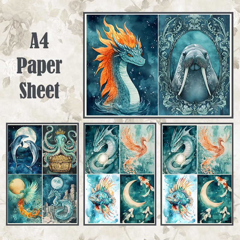 #4A50 POI Print A4 Cardstock Paper Set 4 Pcs