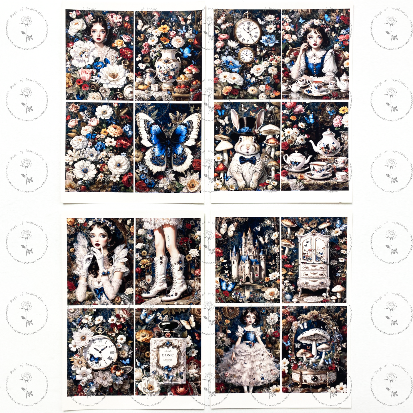 #02051 Alice Tea Party Material Paper (4 pcs)