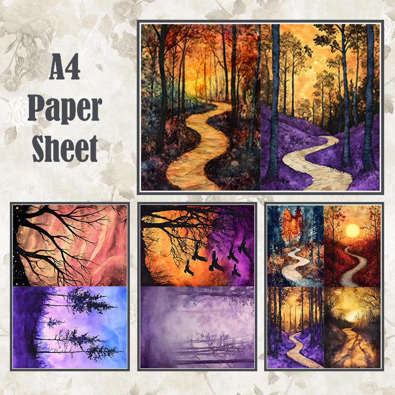 #4A54 POI Print A4 Cardstock Paper Set 4 Pcs
