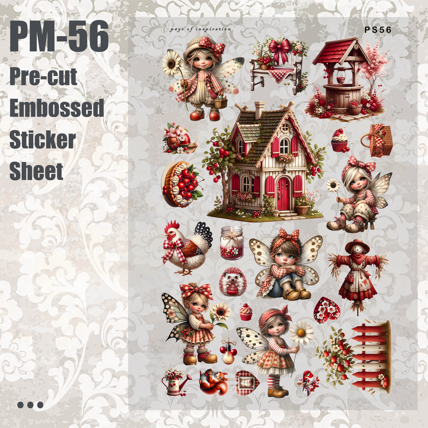 #PM-56 Pre-cut Embossed PET Sticker Sheet