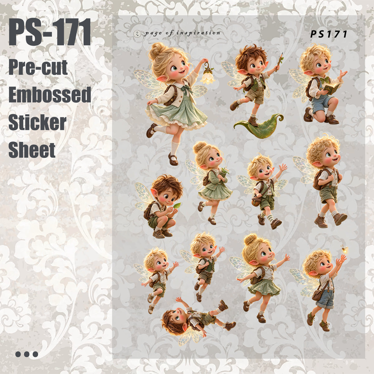 #PS-171 Pre-cut Embossed PET Sticker Sheet