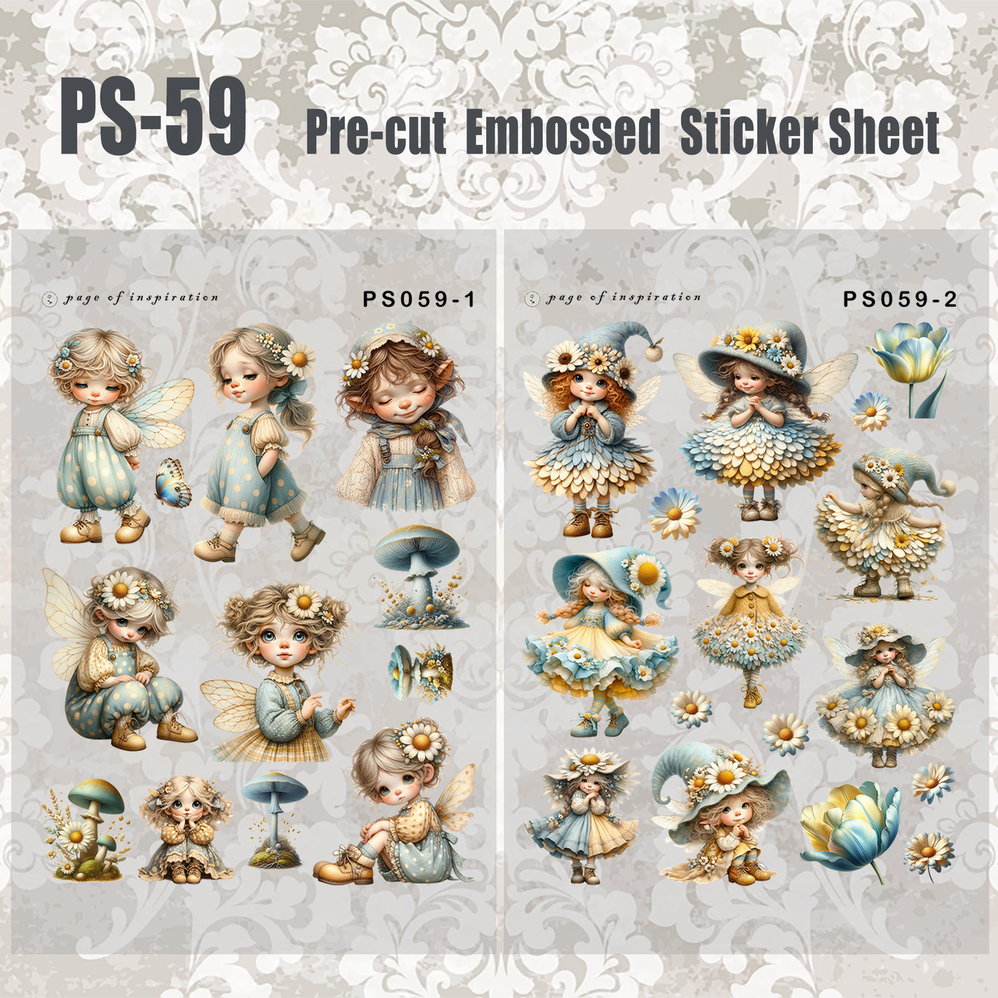 #PS-59 Pre-cut Embossed PET Sticker Sheet