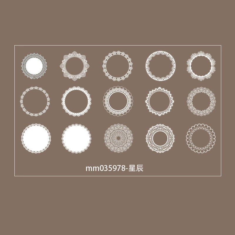 #02815 White Lace Frame Series Sticker
