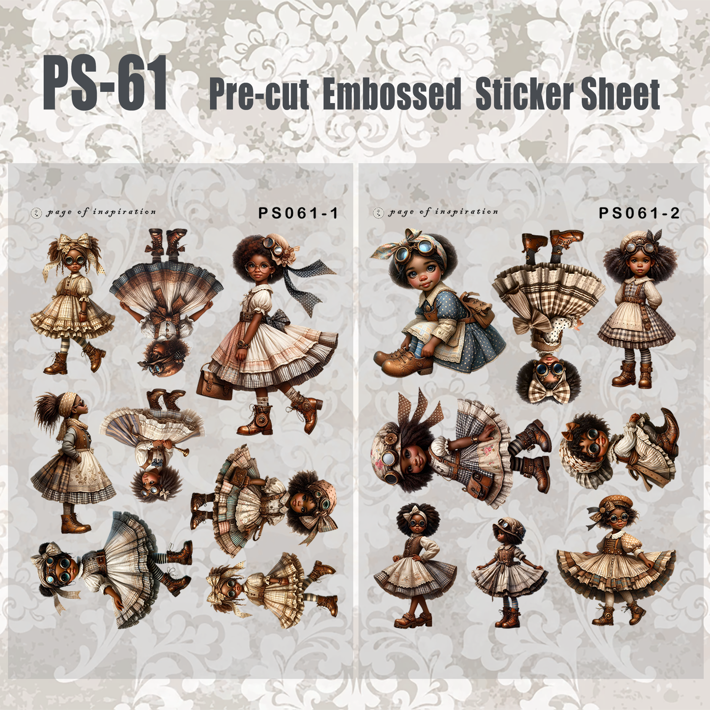 #PS-61 Pre-cut Embossed PET Sticker Sheet