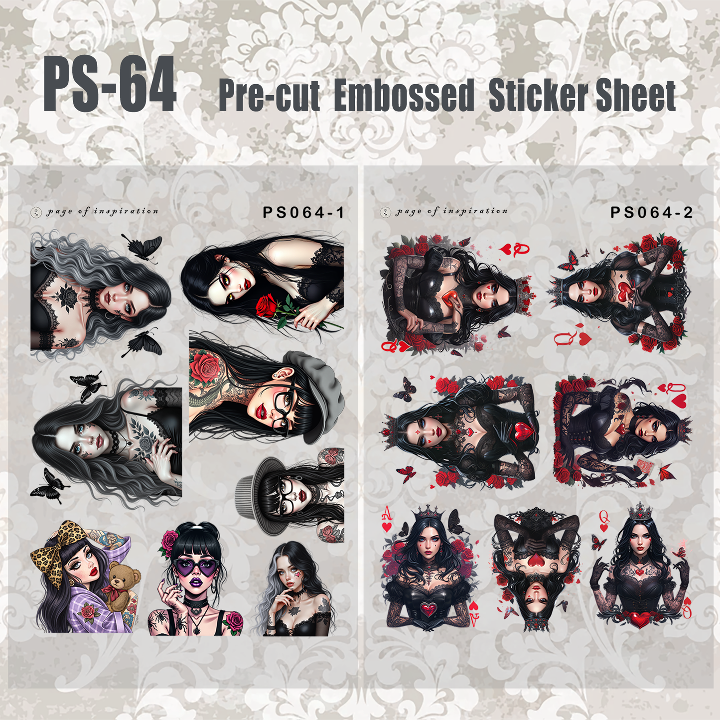 #PS-64 Pre-cut Embossed PET Sticker Sheet