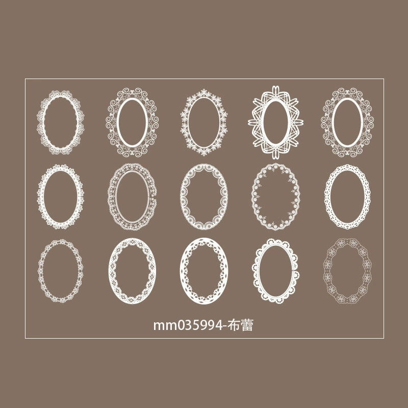 #02815 White Lace Frame Series Sticker
