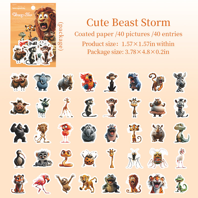 #02122 Crazy Zoo Series Sticker