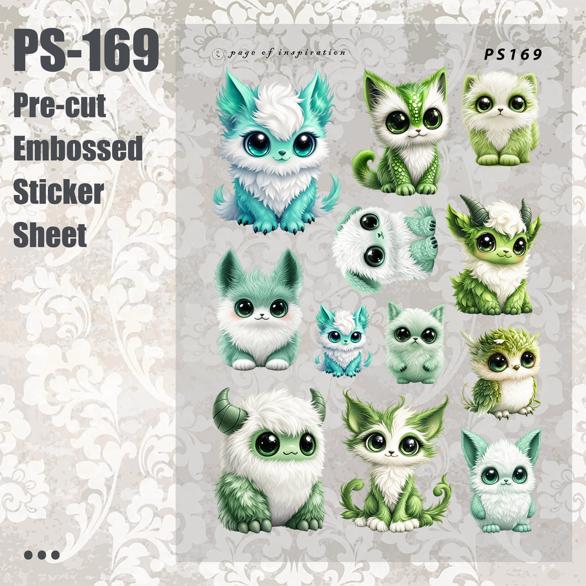 #PS-169 Pre-cut Embossed PET Sticker Sheet