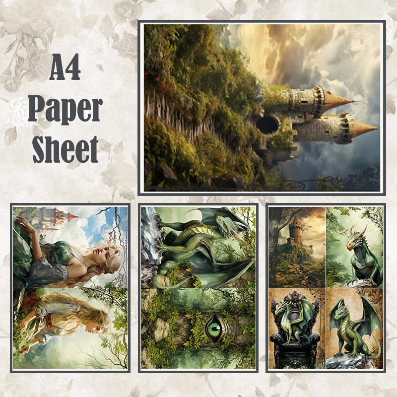 #4A72 POI Print A4 Cardstock Paper Set 4 Pcs