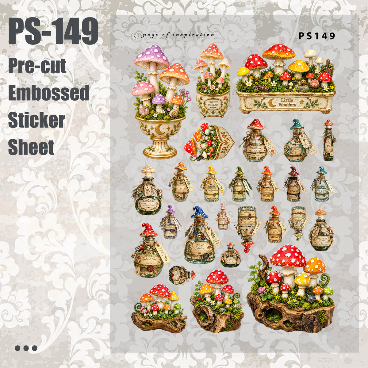 #PS-149 Pre-cut Embossed PET Sticker Sheet