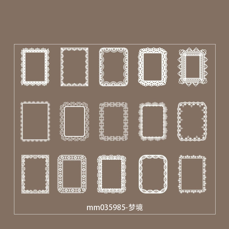 #02815 White Lace Frame Series Sticker