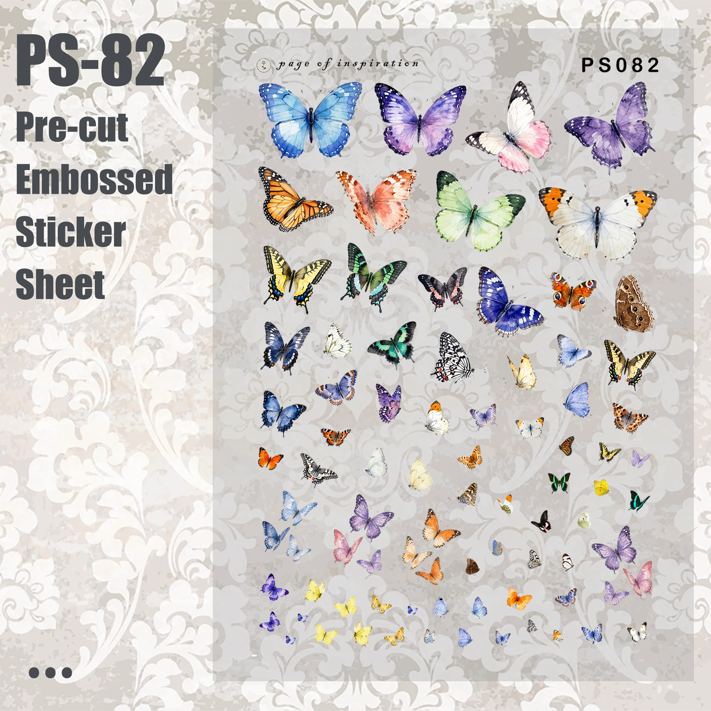 #PS-82 Pre-cut Embossed PET Sticker Sheet