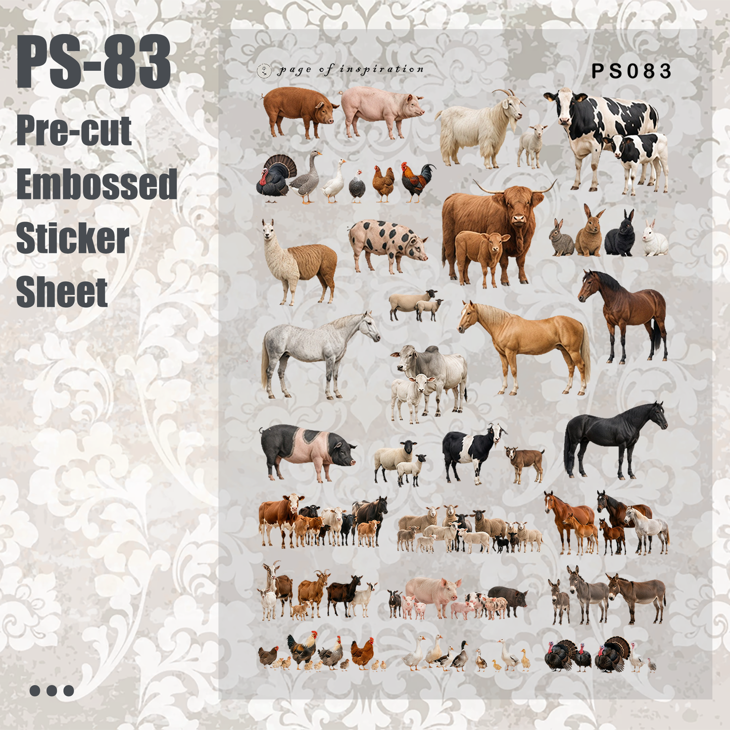 #PS-83 Pre-cut Embossed PET Sticker Sheet