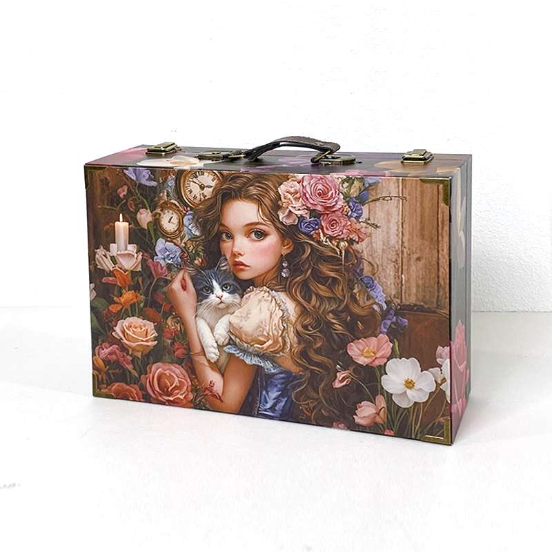 #01084 Customized Pattern Wooden Suitcase