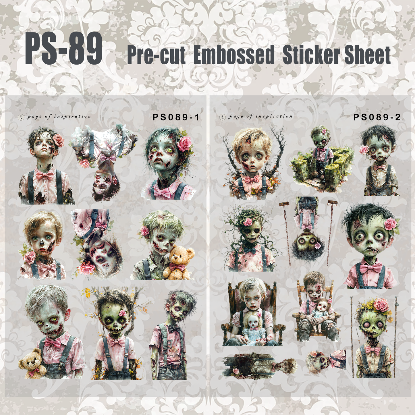 #PS-89 Pre-cut Embossed PET Sticker Sheet